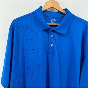 Champion Duo Dry Polo Mens 2XL Blue Geometric Athletic Golf Shirt